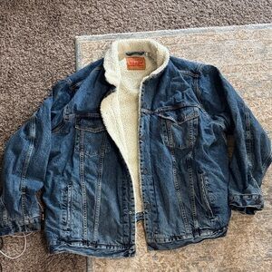 Levi Strauss Sherpa Lined Vintage Denim Bomber Jacket XXXL 4xl